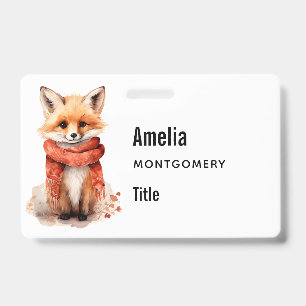 Cute Fox Pup in a Red Scarf Badge