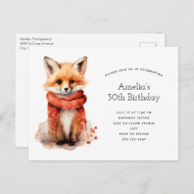 Cute Fox Pup in a Red Scarf Birthday