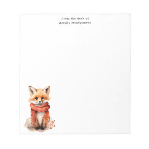Cute Fox Pup in a Red Scarf Notepad