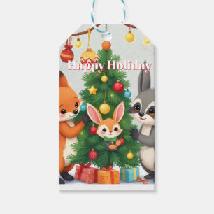  Cute Fox, Raccoon, & Bunny Christmas Keepsake Gift Tags