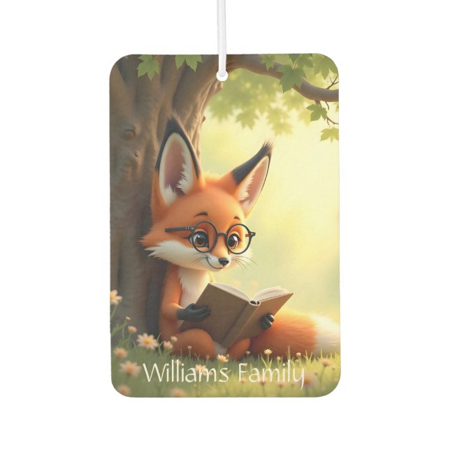 Cute fox reading a book, custom  air freshener (Front)