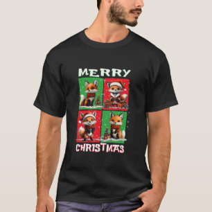 Cute Fox Santa Animals Lover Merry Christmas Tree T-Shirt