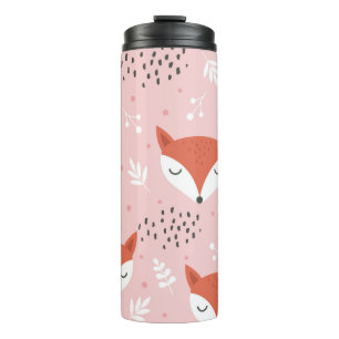 Cute fox seamless pattern, wolf hand drawn forest thermal tumbler