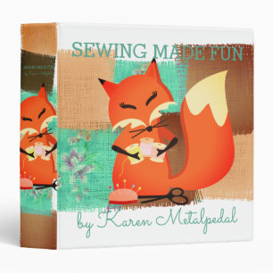 Cute fox seamstress thread scissors pattern binder