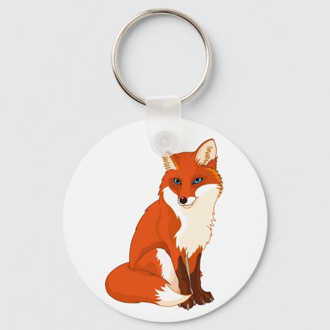 Cute Fox Sitting Keychain (Front)