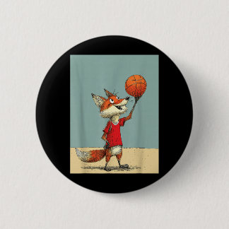 Cute Fox Sports Funny Basball Cartoon Design 2 Inch Round Button