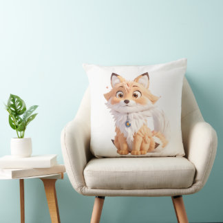 🦊 Cute Fox Sticker – Funny “Stay Clever” Positive Throw Pillow