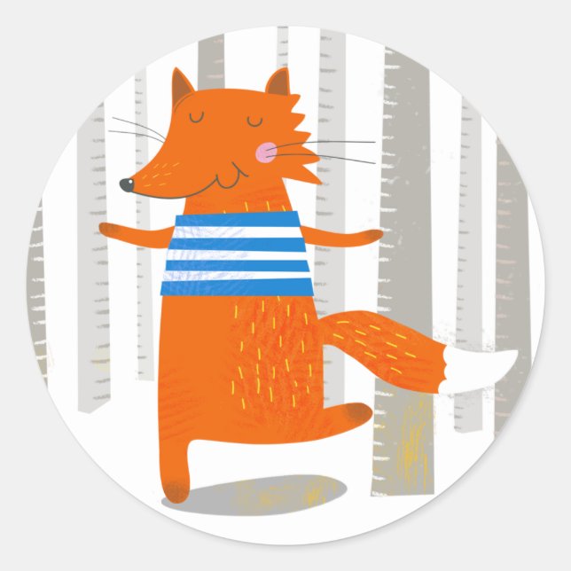 Cute Fox, Stickers Rond (Devant)