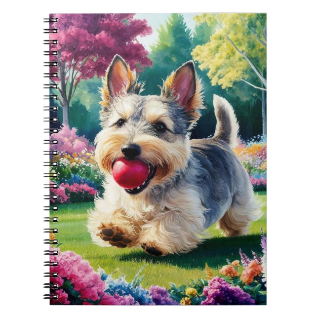 Cute Fox Terrier Chasing a Kite in the Park  Notebook (Front)