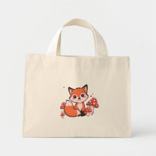 Cute Fox Tiny Tote Bag – Woodland Animal Canvas 