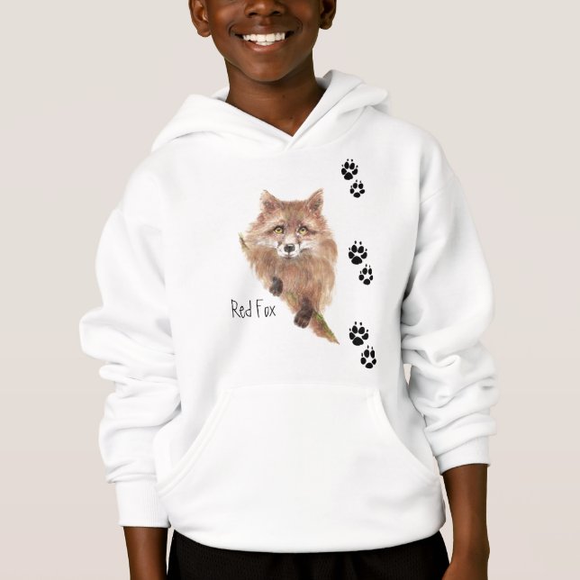 Cute Fox Tracks Animal Hoodie (Front)