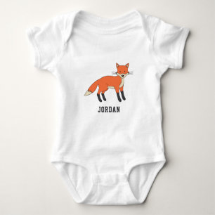 Cute Fox Unique Boy Personalized Custom Name Baby Bodysuit