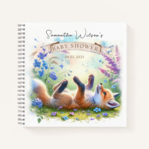 Cute Fox Watercolor Baby Shower Guest Book
