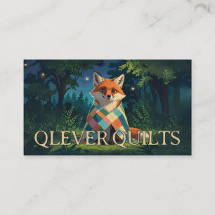 Cute fox wearing quilt quilting quilter seamstress business card