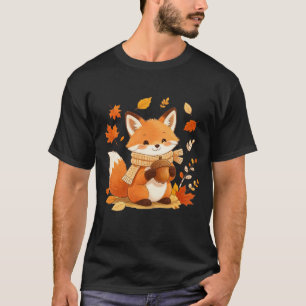 Cute Fox with Autumn Leaves Men's T-Shirt