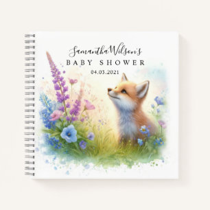 Cute Fox with Butterfly Baby Shower Guest Book