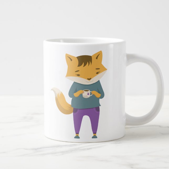 Cute fox with cup of tea (Right)