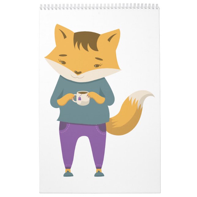 Cute fox with cup of tea calendar (Cover)