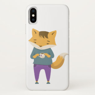 Cute fox with cup of tea Case-Mate iPhone case