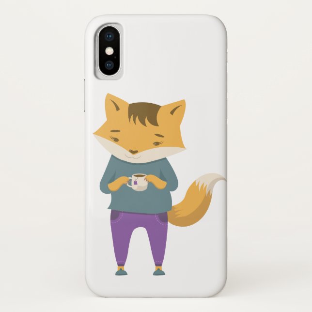 Cute fox with cup of tea Case-Mate iPhone case (Back)
