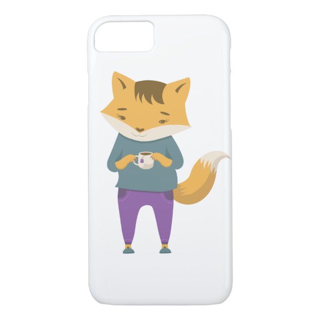 Cute fox with cup of tea Case-Mate iPhone case (Back)