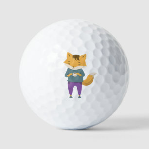 Cute fox with cup of tea golf balls