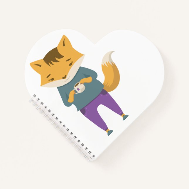 Cute fox with cup of tea notebook (Front)