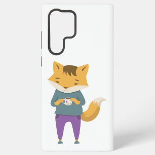 Cute fox with cup of tea samsung galaxy case