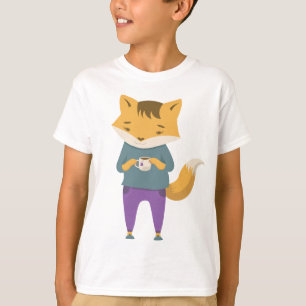 Cute fox with cup of tea T-Shirt