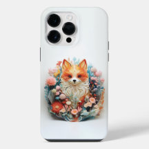 Cute Fox with flowers 3D Paper Cutout