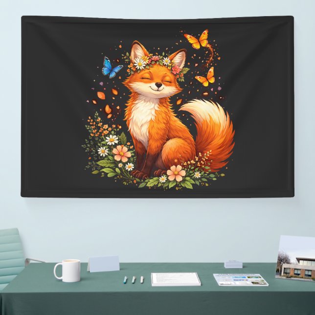 Cute Fox With Flowers Banner (Tradeshow)