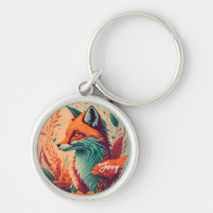 Cute Fox with flowers - Jenny Keychain