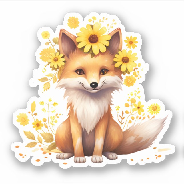 Cute Fox with sunflowers (Front)