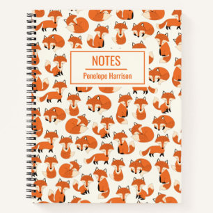 Cute Fox Woodland Forest Pattern Personalized Notebook