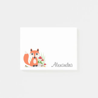 Cute fox woodland personalized name post-it notes