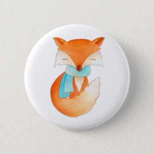 Cute fox wrapped up art button pin