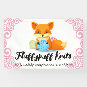Cute fox yarn knitter knitting crochet handspun banner