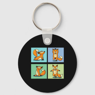 Cute Fox Yoga Animal Meditation Zen Stretch Pose _ Keychain