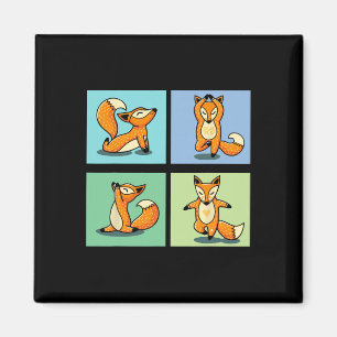 Cute Fox Yoga Animal Meditation Zen Stretch Pose Magnet