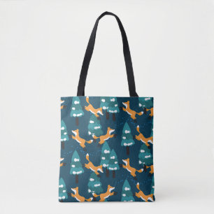 Cute Foxes: Charming Vintage Seamless Tote Bag