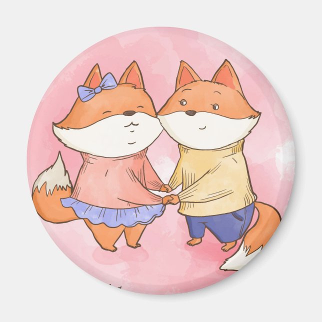 Cute Foxes Magnet (Front)