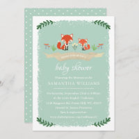 Cute Foxes Neutral Baby Shower