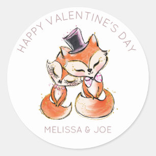 cute foxes valentine's day monogram Sticker