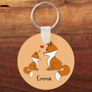 Cute foxes with hearts, hand drawn    keychain