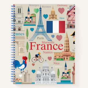 Cute France Icons Notebook