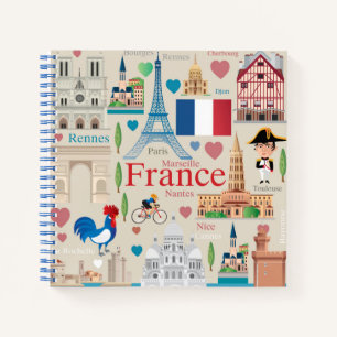 Cute France Icons Notebook