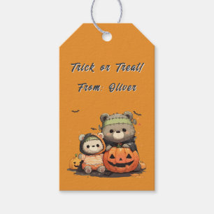 Cute Frankenstein Bear Halloween Spooky Season Gift Tags