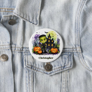 Cute Frankenstein Boy Halloween Birthday Party 3 Inch Round Button