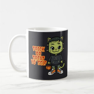 Cute Frankenstein Cat Monster – Kawaii Spooky Hall Coffee Mug