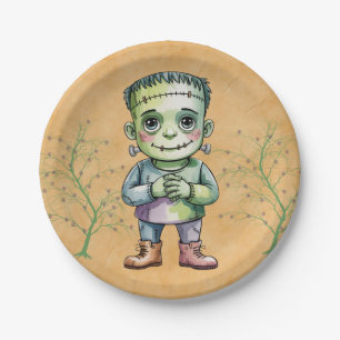 Cute Frankenstein Halloween Birthday Boy Party Paper Plate